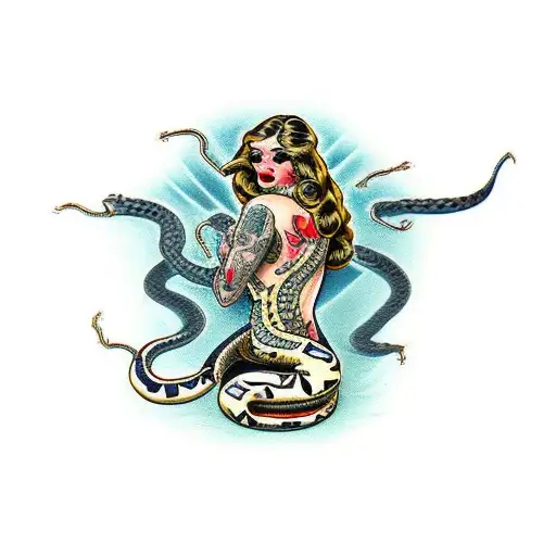Woman Wrapped By Snake