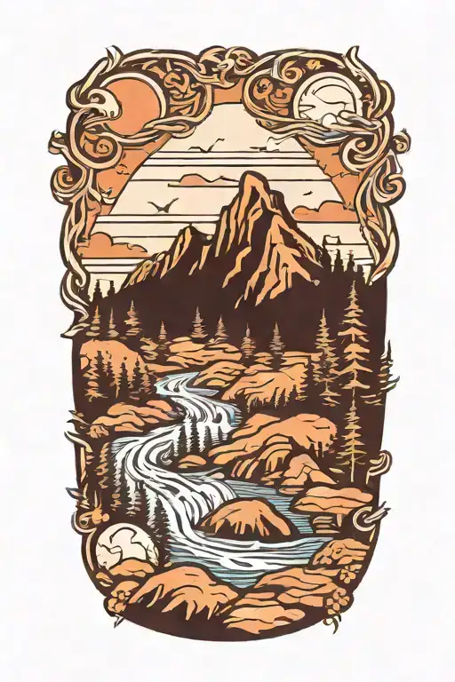 Forrest Mountain And River