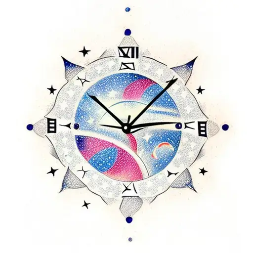Starry Sky With Constellations Forming Clock Hands