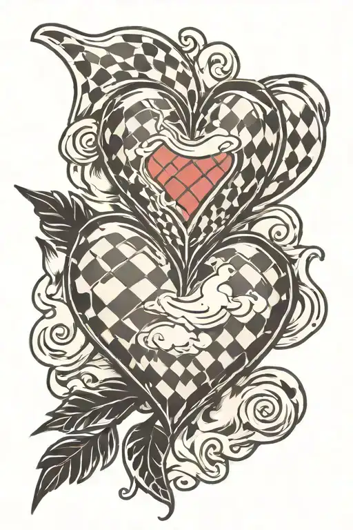 Heart Shaped Cloud Artwork With Checkered Flag