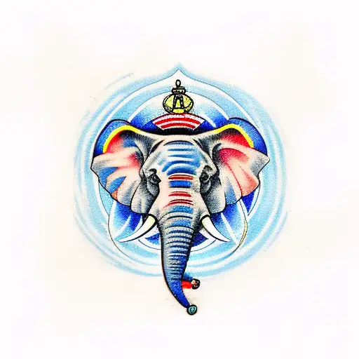 Blue And Red Elephant