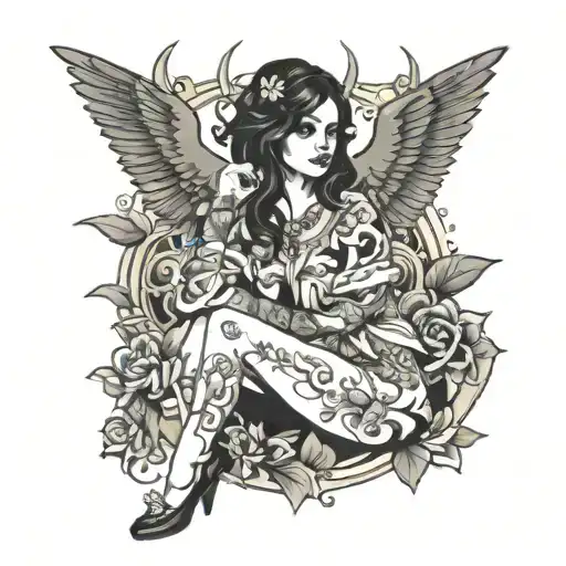 Girl With Dark Hair Sitting