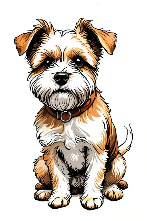 Tan And White Dog Sitting Alone