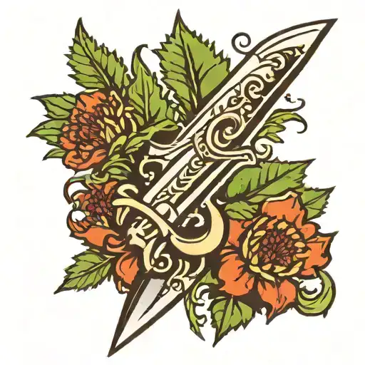 Dagger With Thistle And Shamrock