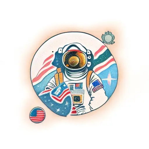 Astronaut With Bitcoin Flag