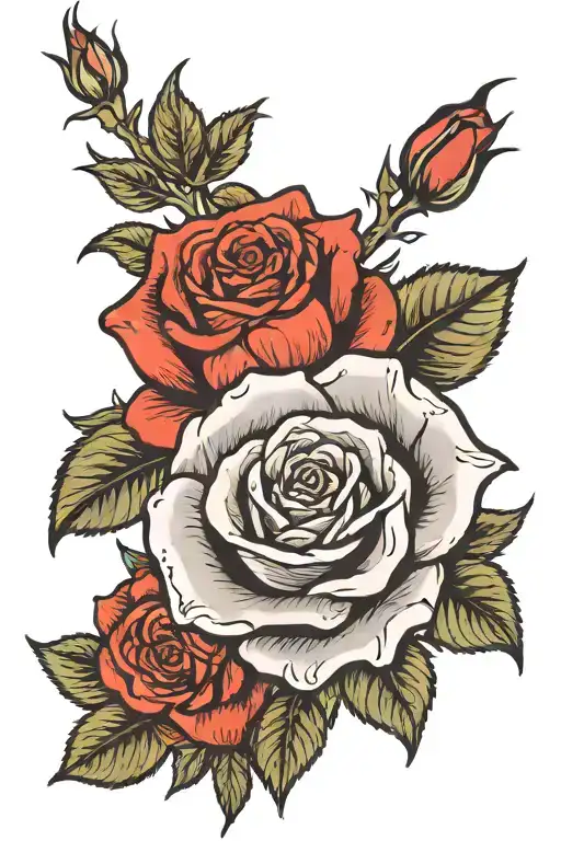 Red Rose And Black Stem