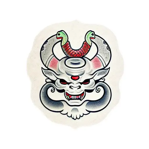 Oni Mask With Snake
