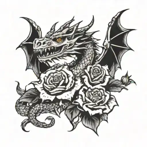 Dragon Holding A Rose Gothic
