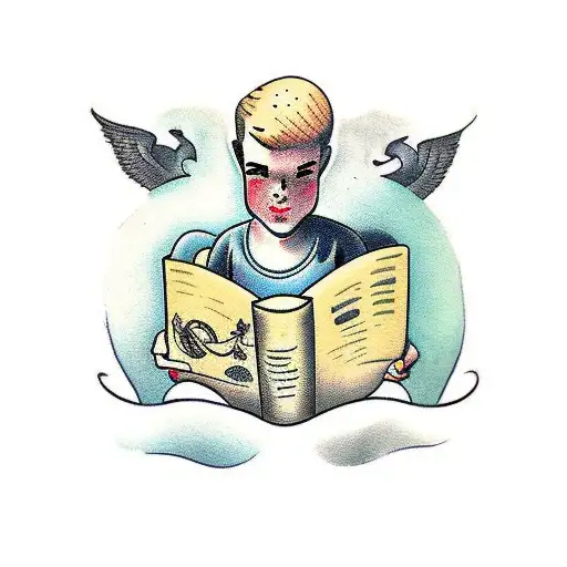 Boy Reading Book Backwards