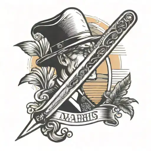 Straight Razor And Sunset Scene