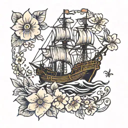 Pirate Ship With Blossoms