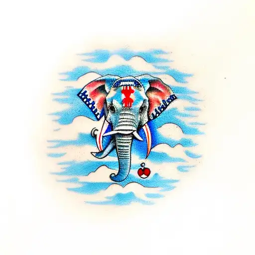 Blue And Red Elephant