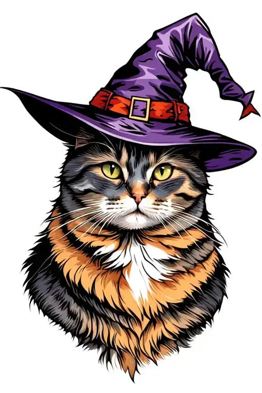 Cat Wearing Witches Hat