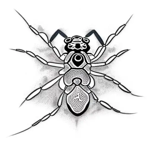 Black Widow Spider With Intricate Dotwork Patterns On Its Body