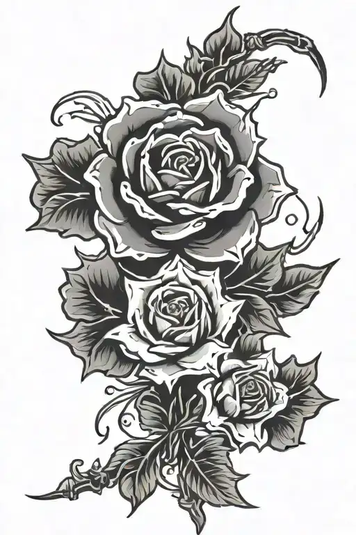 Barbed Fire With Blooming Flowers Surrounding