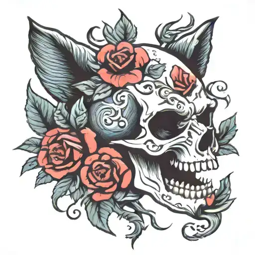 Skull Rose Wolf Dear Snake