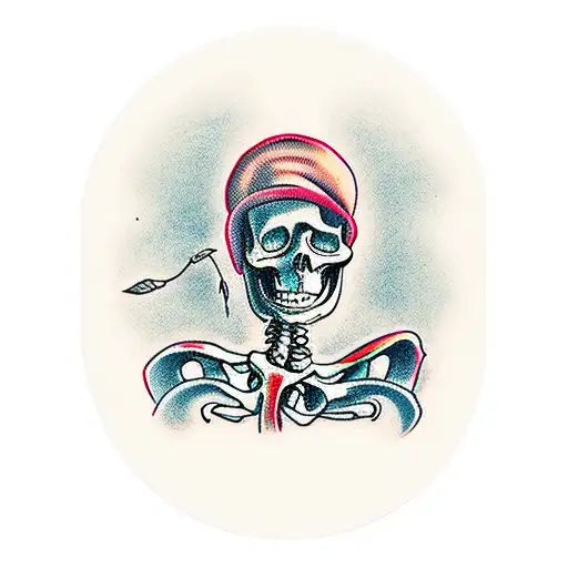 Skeleton Leaning Against Lampost