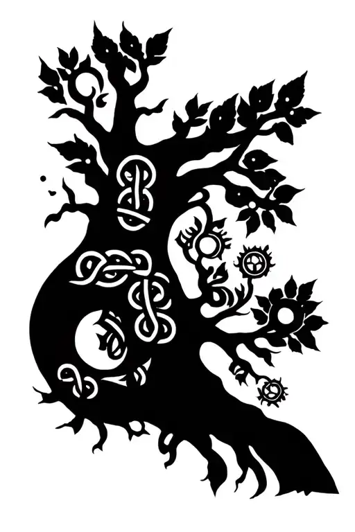 Celtic Tree Of Life With Celestial Background