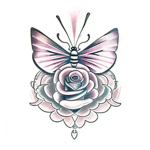 A Butterfly Over A Rose