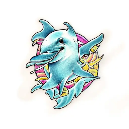 Tropical Dolphin Violin Guitar Bass