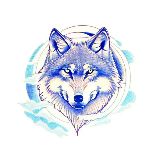 Wolf At Top Of Mountain Howling At Moon