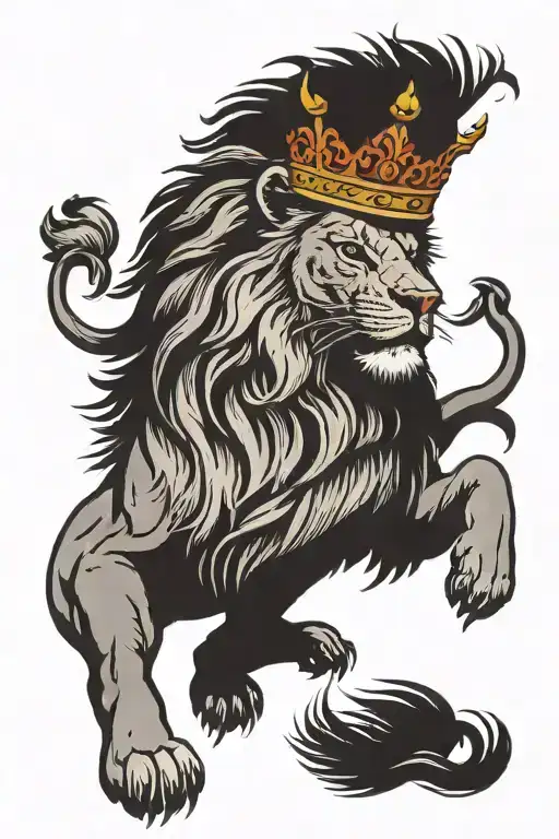 Lion Wearing A Crown Ruby Stone