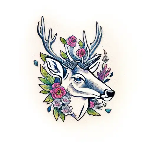 Deer Head Made Out Of Flowers