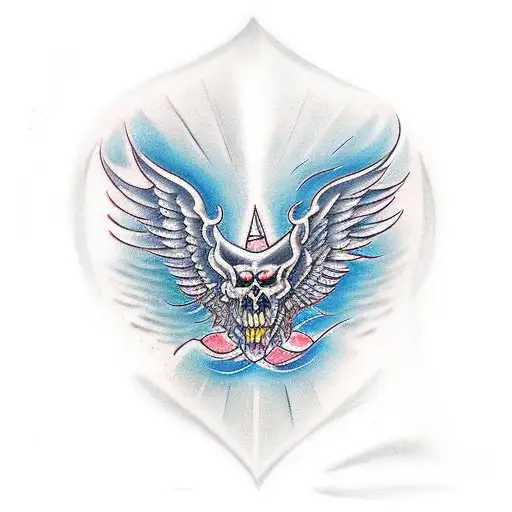 One Angel Wing On The Left Side Of Back And One Devil Wing On The Right Side