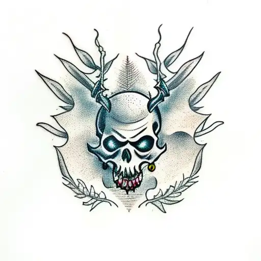 Skullhead Moth With Dead Leaves