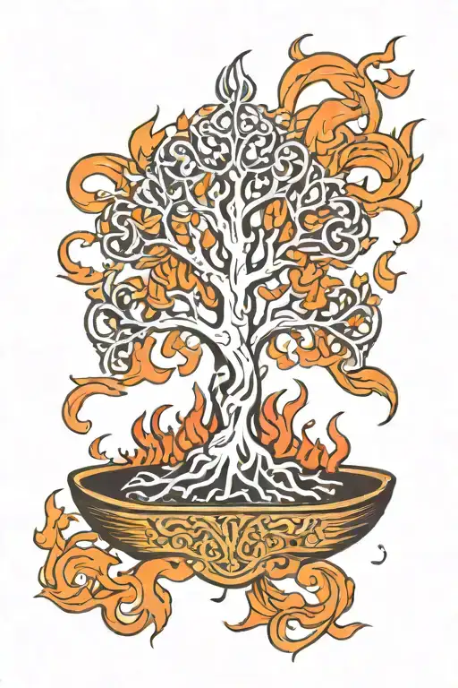 Tree Of Life Fonix Whith Gire Flames