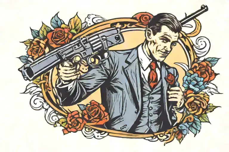 Man In Suit Holding Gun