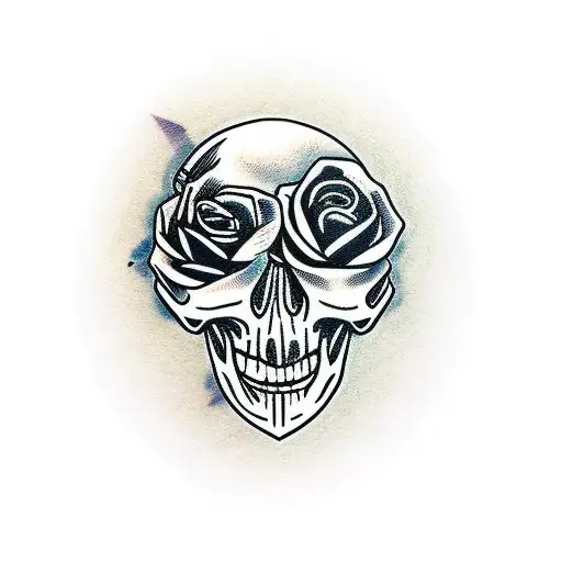 A Skull With Roses And A Dagger