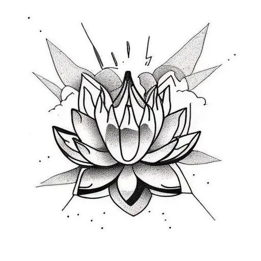 Lotus Flower With Mountain Background