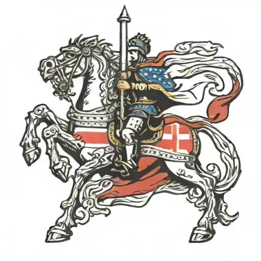 Saint George Killing Dragon With Georgian Flag As Cape