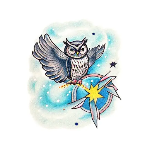 Owl With Night Sky