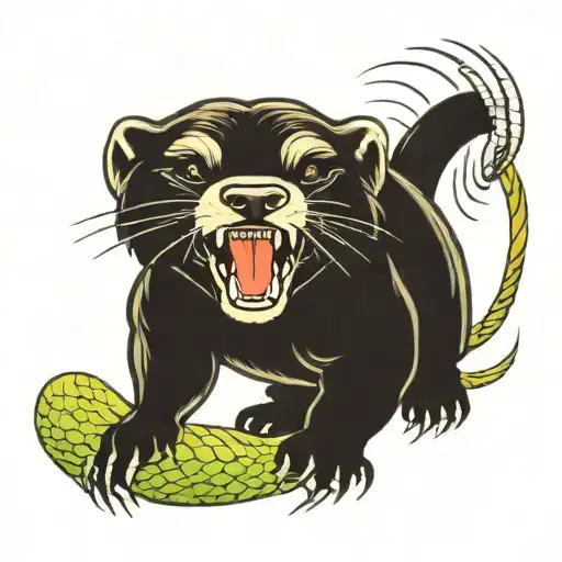 Honey Badger Fighting Snake