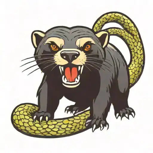 Honey Badger Fighting Snake