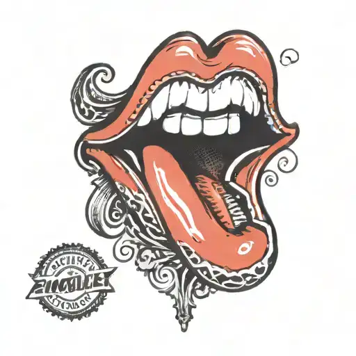 Rolling Stones Tongue With A Black Antique Mirror Frame Around It