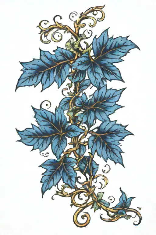 Long Vine Growing With Blue Leaves