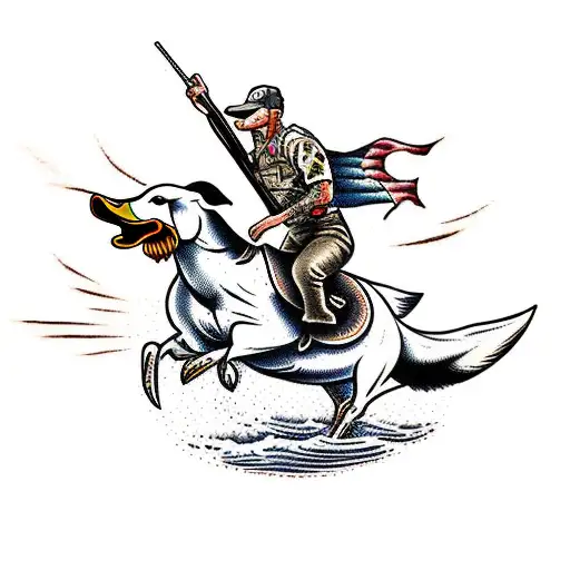 Duck Hunter Riding Deer