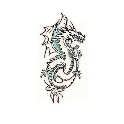 A Dragon And Flowers