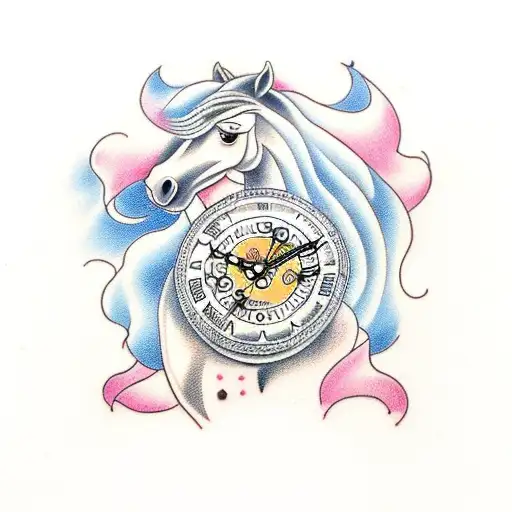 Horse With A Clock Above It