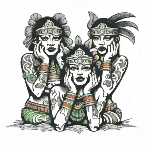 Aztec Sexy Girls Hear No Evil See No Evil Speak No Evil
