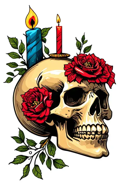 Skull With A Candle On Top