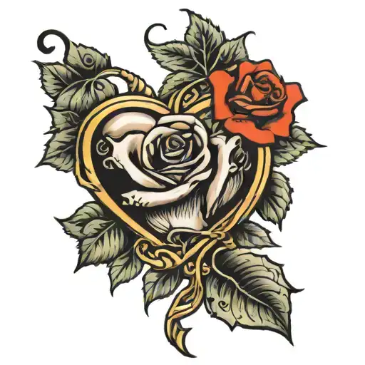 Heart With Rose Intertwined