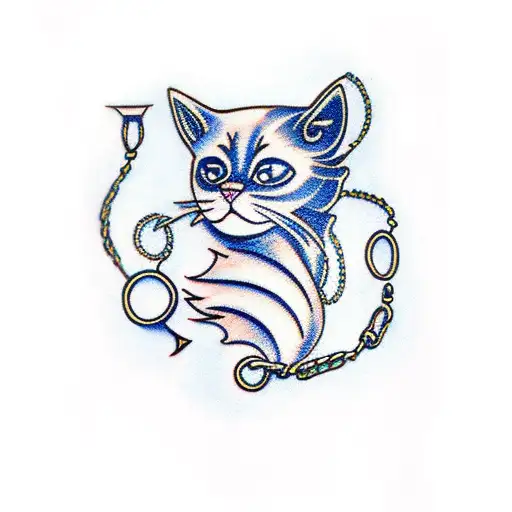 Cat Blue Flames Chains