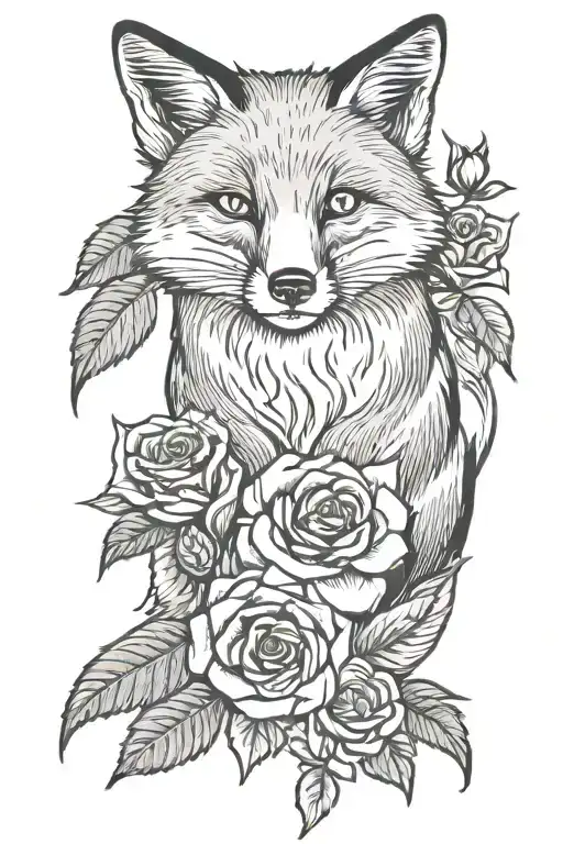 Fox With Three Roses
