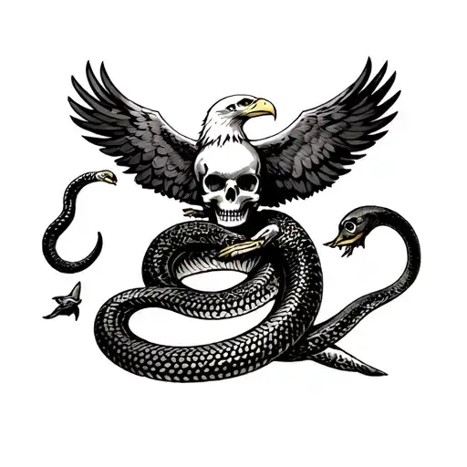 Skull Snake And Eagle