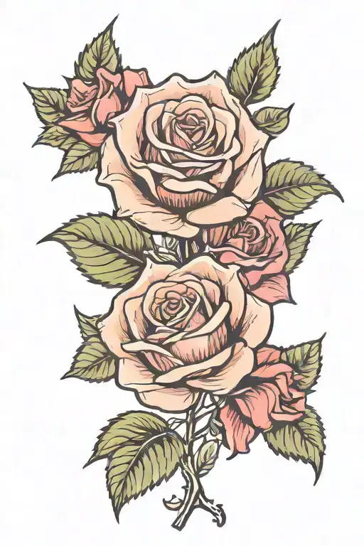 Rose With 12 Petals And 3 Leaves Growing