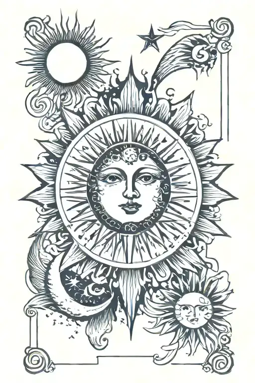 Tarot Card Featuring Sun Moon